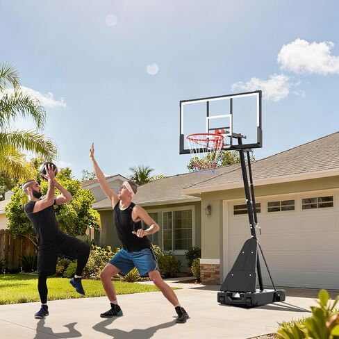 Basketball Hoop,52 Inch Shatterproof PC Backboard, 4.9-10FT Height Adjustable Basketball Hoop Goal System,Mobile Stand with Wheels Weighted Base,Youth&Adults, Driveway Backyard Pool Play in Kuwait