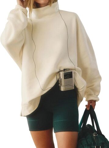 Women’s Oversized Sweatshirts Mockneck Sweatshirt Turtleneck Tops Loose Drop Shoulder Long Sleeve Pullover Top in Kuwait