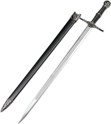 32-Inch TW Sword Collection, Aerondight, Headed Beast, and Wolf Silver Swords—Highly Accurate Steel Replicas, Ideal for Cosplay and Display in Kuwait