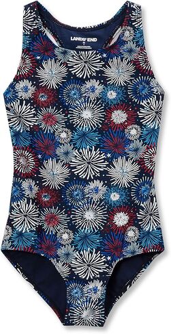 Lands' End Girls Chlorine Resistant Sporty Hi-Neck Racer Back One Piece Swimsuit in Saudi Arabia