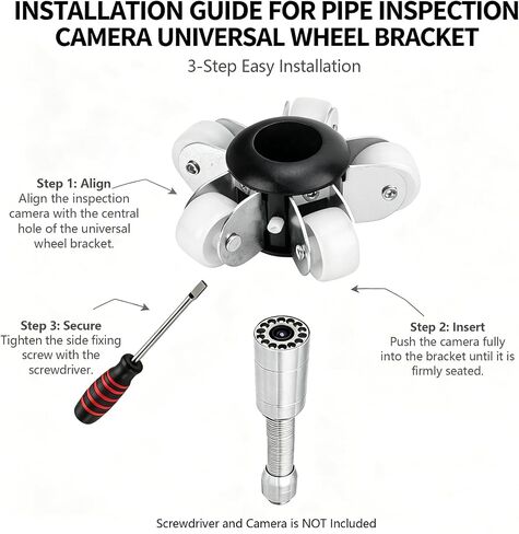 Sewer Camera Guide Wheel, 23mm (0.9") Roller Skid for >90mm (3.5") Pipe, Sewer Camera Parts for Pipeline Inspection in Kuwait