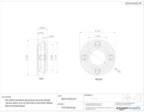 FAG Bearings 31307A مجموعة مخروطية وأكواب مدببة، التسامح القياسي، متري، معرف 35 مم، 80 مم OD، عرض 22.75 مم، 9000 دورة في الدقيقة in Kuwait