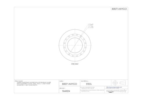 Timken HM903249 Tapered Roller Bearing Inner Race Assembly Cone, Steel, Inch, 1.7500" Inner Diameter, 1.125" Cone Width in Kuwait