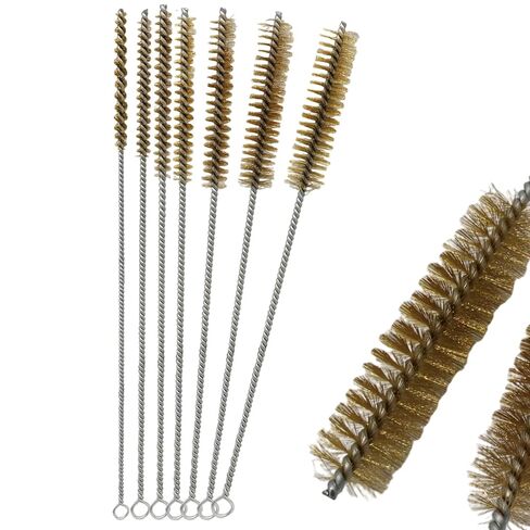 Zorfeter 7 PCS Brass Wire Tube Brush Kit, Long-Handle Wire Bristle Bottle Brushes 11'' Cleaning Pipe Cleaner, 6mm/8mm/10mm/12mm/15mm/20mm/22mm for Tubes/Bottle/Keyboards/Glass in Kuwait