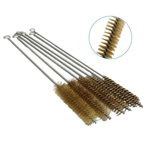 Zorfeter 7 PCS Brass Wire Tube Brush Kit, Long-Handle Wire Bristle Bottle Brushes 11'' Cleaning Pipe Cleaner, 6mm/8mm/10mm/12mm/15mm/20mm/22mm for Tubes/Bottle/Keyboards/Glass in Kuwait