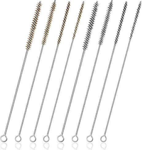 Tube Brush Kit 8 PCS Brass Wire Brush Stainless Steel Wire-Brushe11.8" Round Metal Bristle Cleaning for Deep Cleaning Pipes Auto Parts Bottles Tubes Narrow Spaces 4 Sizes (6mm/8mm/10mm/12mm) in Kuwait