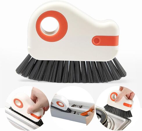 2 in 1 Groove Cleaning Brush, Multifunction Window Track Cleaning Tools with Hard Bristle and Hidden Scraper, Crevice Brush for Sliding Door Track, Window Seal, Sill (Orange) in Kuwait