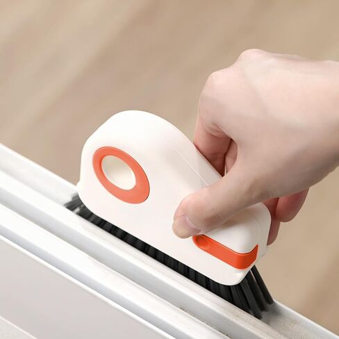2 in 1 Groove Cleaning Brush, Multifunction Window Track Cleaning Tools with Hard Bristle and Hidden Scraper, Crevice Brush for Sliding Door Track, Window Seal, Sill (Orange) in Kuwait