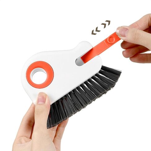 2 in 1 Groove Cleaning Brush, Multifunction Window Track Cleaning Tools with Hard Bristle and Hidden Scraper, Crevice Brush for Sliding Door Track, Window Seal, Sill (Orange) in Kuwait