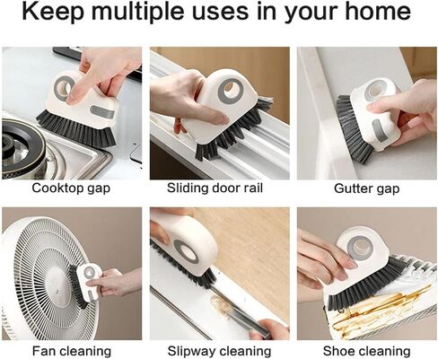 2 in 1 Groove Cleaning Brush, Multifunction Window Track Cleaning Tools with Hard Bristle and Hidden Scraper, Crevice Brush for Sliding Door Track, Window Seal, Sill (Orange) in Kuwait