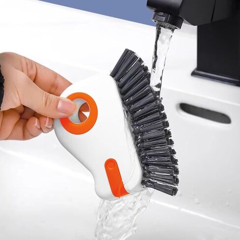 2 in 1 Groove Cleaning Brush, Multifunction Window Track Cleaning Tools with Hard Bristle and Hidden Scraper, Crevice Brush for Sliding Door Track, Window Seal, Sill (Orange) in Kuwait