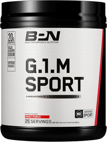 BARE PERFORMANCE NUTRITION، BPN G.1.M Go One More Sport، وقود التدريب على التحمل، تركيبة مسحوق الكربوهيدرات والإلكتروليتات الفائقة، تقليل التعب، لكمة الفاكهة، 25 حصة in Kuwait