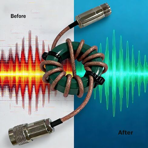 RF Choke CK300W Shortwave Common Mode Filter, 1.8-54MHz RF Choke Filter with 50dB Attenuation, 50Ω Impedance, 0.2dB Insertion Loss, SWR<1.2, Ferrite Core for Amateur Radio Indoor Use in Kuwait