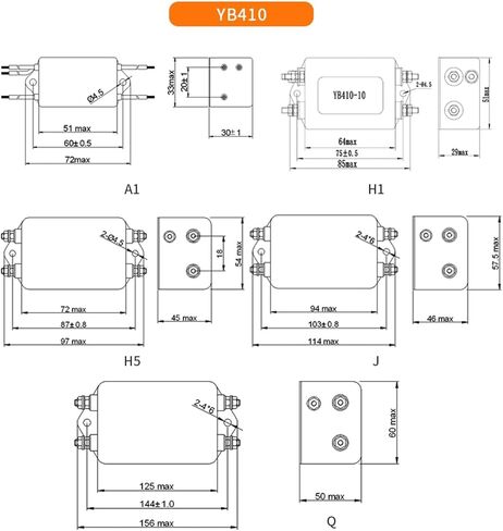 YB410-3A Double Lead Type Power Filter 220V Anti-Interference Single-Phase AC in Kuwait
