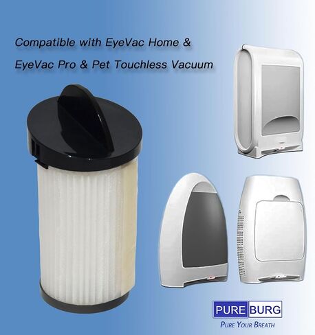فلتر بديل PUREBURG متوافق مع مكنسة EyeVac Home، وEyeVac Pro & Pet بدون لمس، و4 مرشحات HEPA قبل المحرك و8 شاشات تصفية، حزمة من 12 قطعة in Kuwait