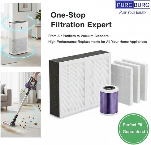فلتر بديل PUREBURG متوافق مع مكنسة EyeVac Home، وEyeVac Pro & Pet بدون لمس، و4 مرشحات HEPA قبل المحرك و8 شاشات تصفية، حزمة من 12 قطعة in Kuwait