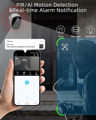 كاميرات الأمان اللاسلكية في الهواء الطلق ، كاميرا تعمل بالبطارية 2K للأمان المنزلي مع IP65 ، SD/ Free Cloud Storage ، لا توجد رسوم شهرية ، اكتشاف حركة الذكاء الاصطناعي ، رؤية ملونة ليلية ، صوت ثنائي الاتجاه (BW4-G-4Pack) in Kuwait