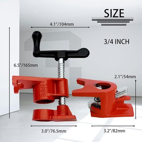 3/4" Wood Gluing Clamp,With Unique Foot Design,Heavy Duty Pipe Clamps for Woodworking, Carpentry, Home Improvement & DIY Projects. (3/4",6 Pack) in Kuwait