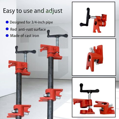 3/4" Wood Gluing Clamp,With Unique Foot Design,Heavy Duty Pipe Clamps for Woodworking, Carpentry, Home Improvement & DIY Projects. (3/4",6 Pack) in Kuwait