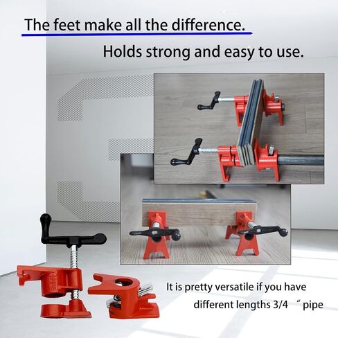 3/4" Wood Gluing Clamp,With Unique Foot Design,Heavy Duty Pipe Clamps for Woodworking, Carpentry, Home Improvement & DIY Projects. (3/4",6 Pack) in Kuwait