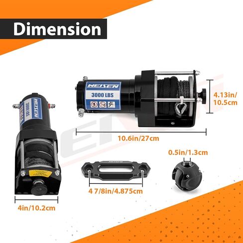WeiSen 3000lb Electric Winch Kit with Rocker Switch and Winch Mount Compatible with Honda Rancher TRX350 TRX400 2000-2008, with 32ft Synthetic Line Hawse Fairlead Hook and Line Stopper in Kuwait