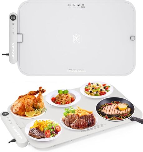 Warming Mat for Food, Advanced Graphene Warming Plate for Food with Rapid and Even Heating, Dishwasher-Safe Silicone Food Warming Mats for Countertop and Buffets Party - Gray, 24"x15" in Saudi Arabia