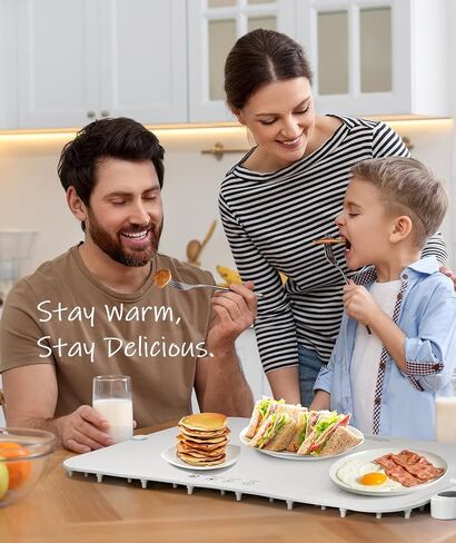 Warming Mat for Food, Advanced Graphene Warming Plate for Food with Rapid and Even Heating, Dishwasher-Safe Silicone Food Warming Mats for Countertop and Buffets Party - Gray, 24"x15" in Saudi Arabia