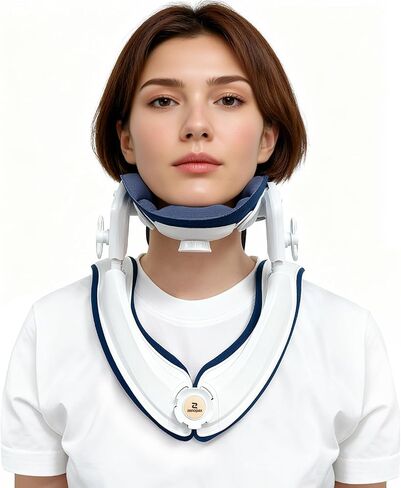 Cervical Traction Device, Lightweight & Adjustable Neck Stretcher for Neck Support, Cervical Neck Traction Device for Home Use, Neck Pain & Tension Relief, FSA-HSA Eligible (White) in Kuwait