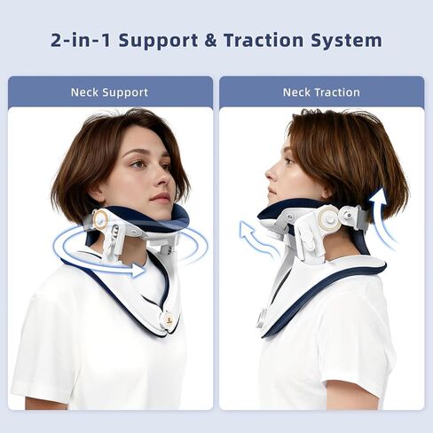 Cervical Traction Device, Lightweight & Adjustable Neck Stretcher for Neck Support, Cervical Neck Traction Device for Home Use, Neck Pain & Tension Relief, FSA-HSA Eligible (White) in Kuwait
