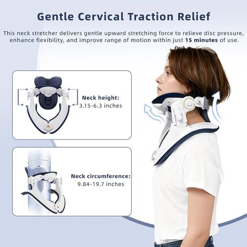 Cervical Traction Device, Lightweight & Adjustable Neck Stretcher for Neck Support, Cervical Neck Traction Device for Home Use, Neck Pain & Tension Relief, FSA-HSA Eligible (White) in Kuwait