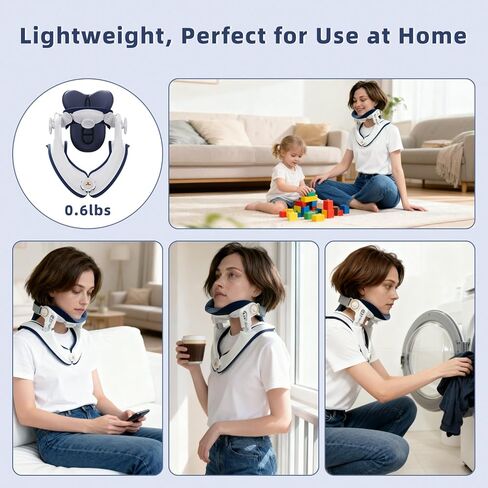 Cervical Traction Device, Lightweight & Adjustable Neck Stretcher for Neck Support, Cervical Neck Traction Device for Home Use, Neck Pain & Tension Relief, FSA-HSA Eligible (White) in Kuwait