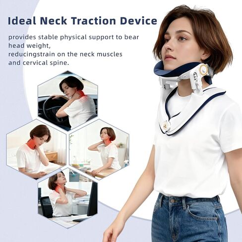 Cervical Traction Device, Lightweight & Adjustable Neck Stretcher for Neck Support, Cervical Neck Traction Device for Home Use, Neck Pain & Tension Relief, FSA-HSA Eligible (White) in Kuwait