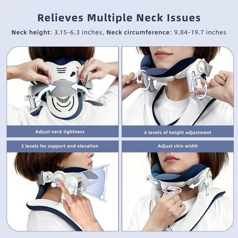 Cervical Traction Device, Lightweight & Adjustable Neck Stretcher for Neck Support, Cervical Neck Traction Device for Home Use, Neck Pain & Tension Relief, FSA-HSA Eligible (White) in Kuwait