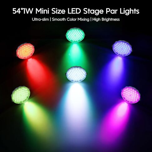 BETOPPER Ultra Slim DJ Par Light، 54x1W RGB LED Par Can مع DMX512، مسرح منخفض وإضاءة علوية، أضواء DJ تعمل عن بعد والصوت لحفلات الزفاف ديسكو، 4 عبوات in Kuwait
