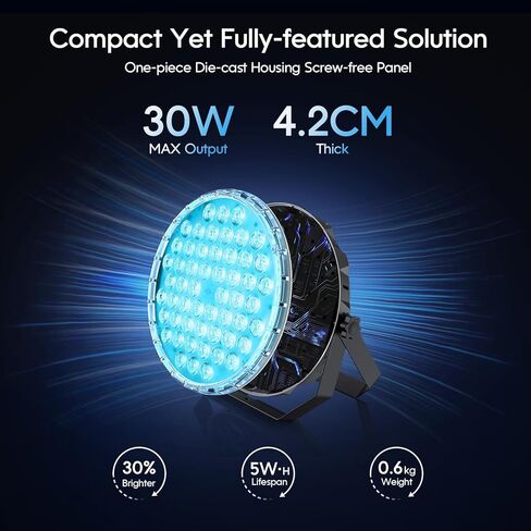 BETOPPER Ultra Slim DJ Par Light، 54x1W RGB LED Par Can مع DMX512، مسرح منخفض وإضاءة علوية، أضواء DJ تعمل عن بعد والصوت لحفلات الزفاف ديسكو، 4 عبوات in Kuwait