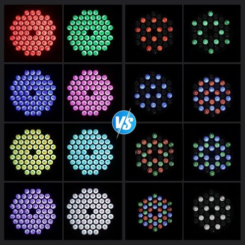 BETOPPER Ultra Slim DJ Par Light، 54x1W RGB LED Par Can مع DMX512، مسرح منخفض وإضاءة علوية، أضواء DJ تعمل عن بعد والصوت لحفلات الزفاف ديسكو، 4 عبوات in Kuwait