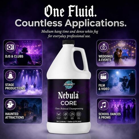 سائل آلة الضباب من SurgeFX Nebula Core، 1 جالون - عصير ضباب مائي عالي الكثافة لدي جي، والهالوين، والحفلات، والمراحل والمناسبات in Kuwait
