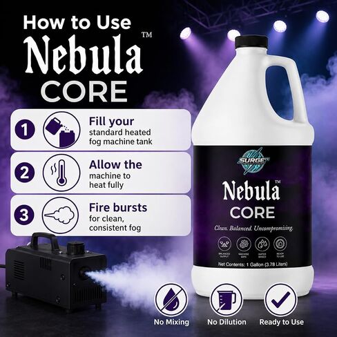 سائل آلة الضباب من SurgeFX Nebula Core، 1 جالون - عصير ضباب مائي عالي الكثافة لدي جي، والهالوين، والحفلات، والمراحل والمناسبات in Kuwait