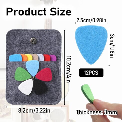 12 Pieces Felt Picks for Ukulele Felt Guitar Picks Ukulele-Picks Heart Shape Pick with Picks-Holder Case for Guitar Musician Enthusiasts (Multicolor) in Kuwait