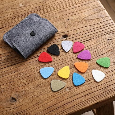 12 Pieces Felt Picks for Ukulele Felt Guitar Picks Ukulele-Picks Heart Shape Pick with Picks-Holder Case for Guitar Musician Enthusiasts (Multicolor) in Kuwait