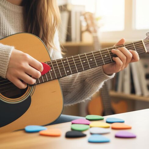 12 Pieces Felt Picks for Ukulele Felt Guitar Picks Ukulele-Picks Heart Shape Pick with Picks-Holder Case for Guitar Musician Enthusiasts (Multicolor) in Kuwait