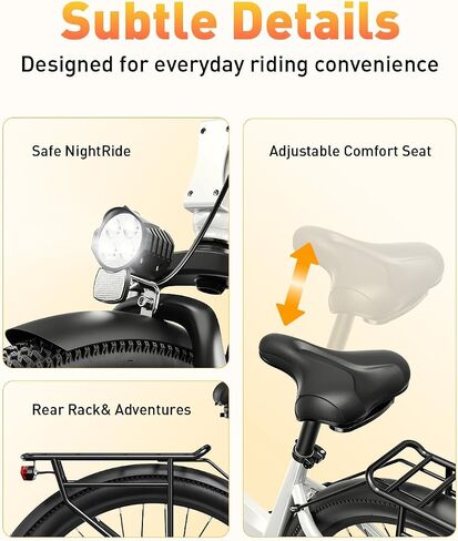 دراجة كهربائية ACTBEST Core ST 2.0 للبالغين، محرك 1200 وات الذروة 26 بوصة دراجة كهربائية للركاب مع بطارية قابلة للإزالة 48 فولت 10.4 أمبير 500 وات في الساعة، 7 سرعات 20+ ميل في الساعة حتى 55 ميلًا في المدينة Ebike، دراجات كهربائية للبالغين in Kuwait