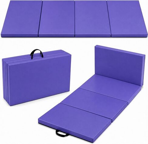 Hulkfit قابلة للطي ممارسة التمارين الرياضية حصيرة، 4'x10'x3 " سميكة اضافية عالية الكثافة المضادة للدموع الجمباز الصالة الرياضية للطي ممارسة التمارين الرياضية الحصير ل MMA، حصيرة الجمباز متعددة الألوان in Kuwait