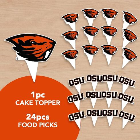 أعواد طعام من Desert Cactus Oregon State University OSU Beavers، وأغطية الكب كيك والكعك، وعصي الكيك - 25 قطعة من لوازم الحفلات وديكوراتها in Kuwait