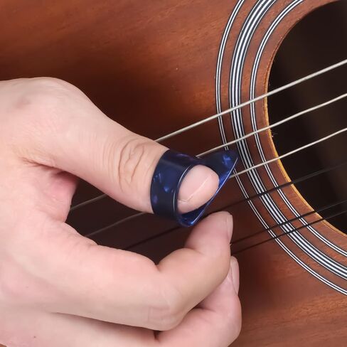 6 Pcs Banjo Finger Picks 4 Stainless Steel Guitar Finger Picks and 2 Plastic Thumb Pick Adjustable Fingers Pick for Acoustic Guitars Banjo Ukulele Harp Bass (Silver Blue) in Kuwait