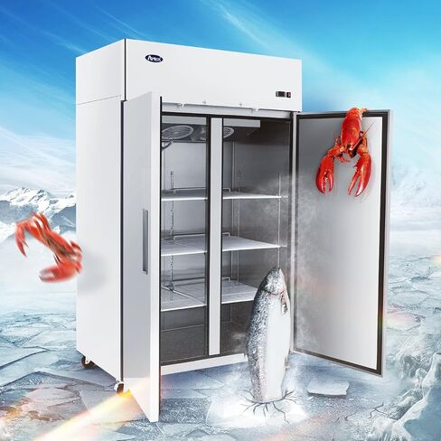 Atosa MBF8002GR 52 ″ فريزر يمكن الوصول إليه لمطعم فندق كافتيريا ستيك هاوس | ضاغط علوي، 43.2 قدم مكعب. قدم. | 2- باب متأرجح متين، 6 أرفف مطلية بالإيبوكسي قابلة للتعديل | الفولاذ المقاوم للصدأ، 115 فولت in Kuwait
