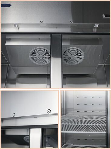 Atosa MBF8002GR 52 ″ فريزر يمكن الوصول إليه لمطعم فندق كافتيريا ستيك هاوس | ضاغط علوي، 43.2 قدم مكعب. قدم. | 2- باب متأرجح متين، 6 أرفف مطلية بالإيبوكسي قابلة للتعديل | الفولاذ المقاوم للصدأ، 115 فولت in Kuwait