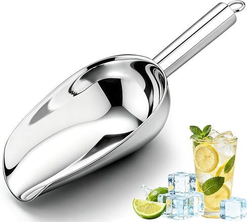 مغرفة ثلج 12oz للفريزر، مغرفة معدنية لآلة الثلج، دلو، أغذية الحيوانات الأليفة | مغارف طعام فاخرة من الفولاذ المقاوم للصدأ للمطبخ، وحفلات الزفاف، ومقاومة للصدأ، وآمنة للاستخدام في غسالة الأطباق in Kuwait