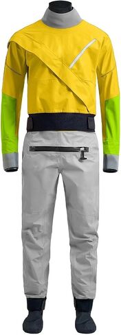 Kayak Dry Suit For Men 3-layer Waterproof Fabric Drysuit With Latex On Neck And Wrist White Water River Pending For Sailing,Kayaking(Red,M) in Kuwait