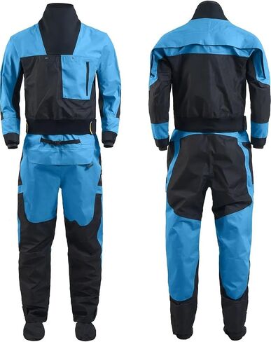 Outdoor Sports Suit Dry Clothes Latex Collar Cuff Breathable Three-layer Waterproof Material Kayaking Surfing Paddling For Sailing,Kayaking(Blue,M) in Kuwait